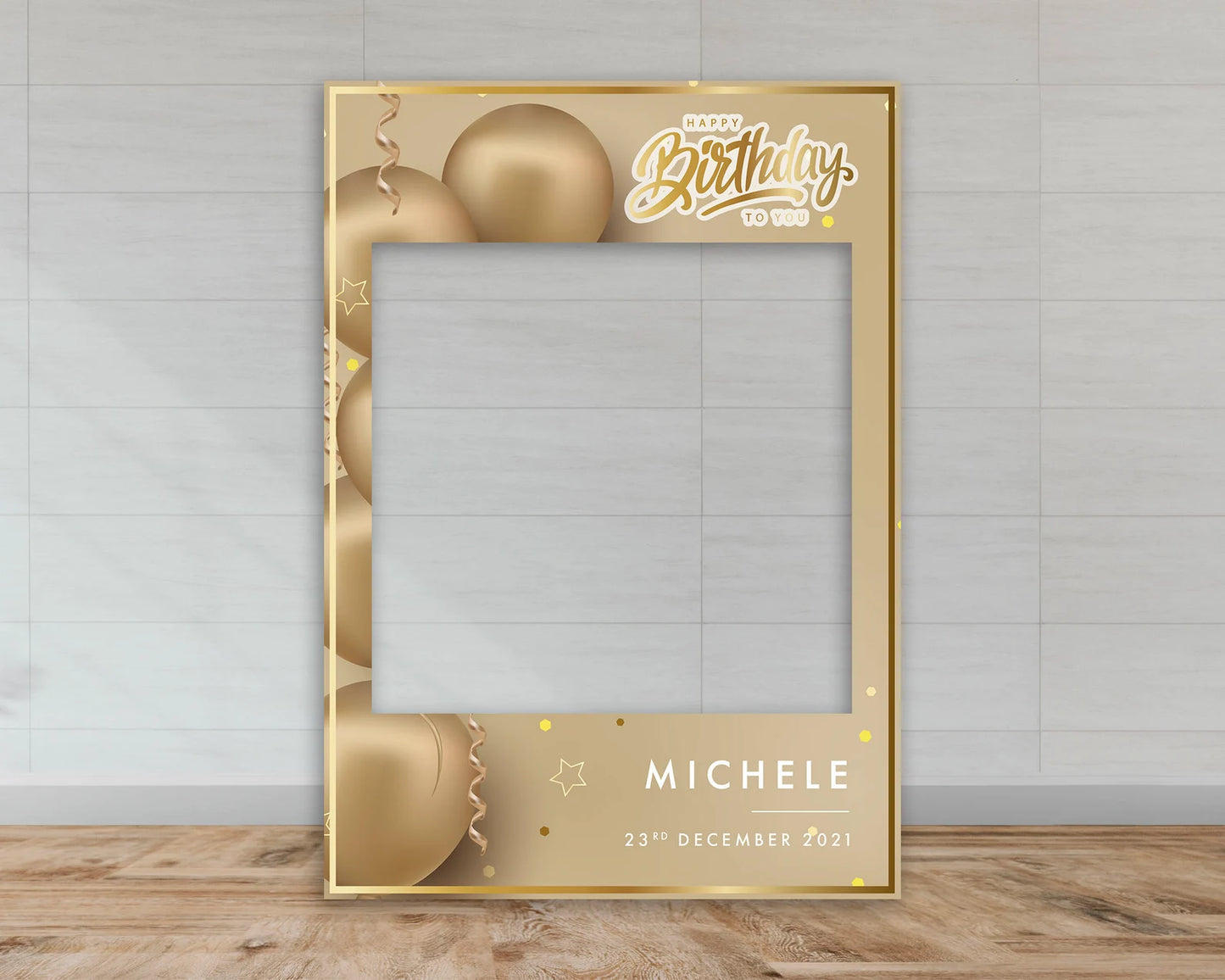 Birthday Selfie Frame | Gold Balloons