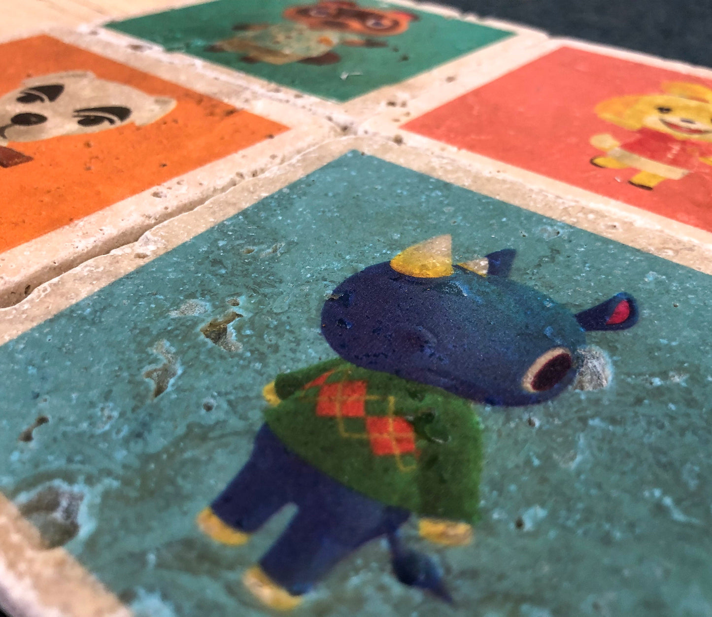 Stone Coasters: Animal Crossing Character Collection (Set Of 4) | House Gift | Natural Stone
