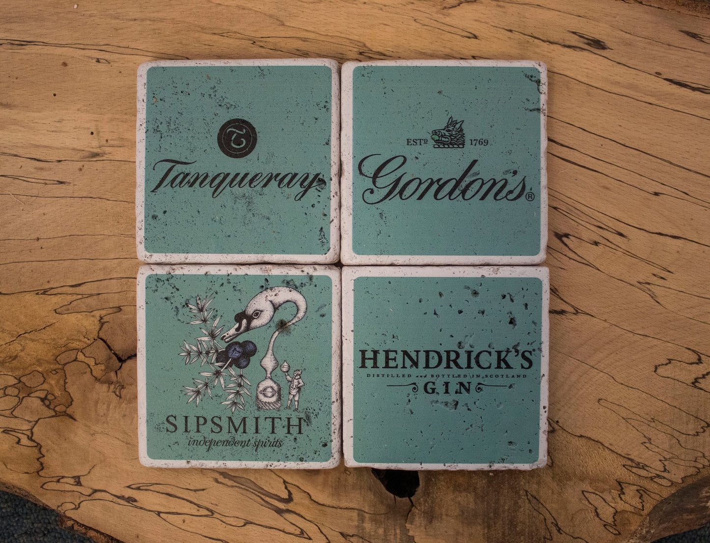 Stone Coasters: Green Gin Collection (Set Of 4) | Drink Coasters