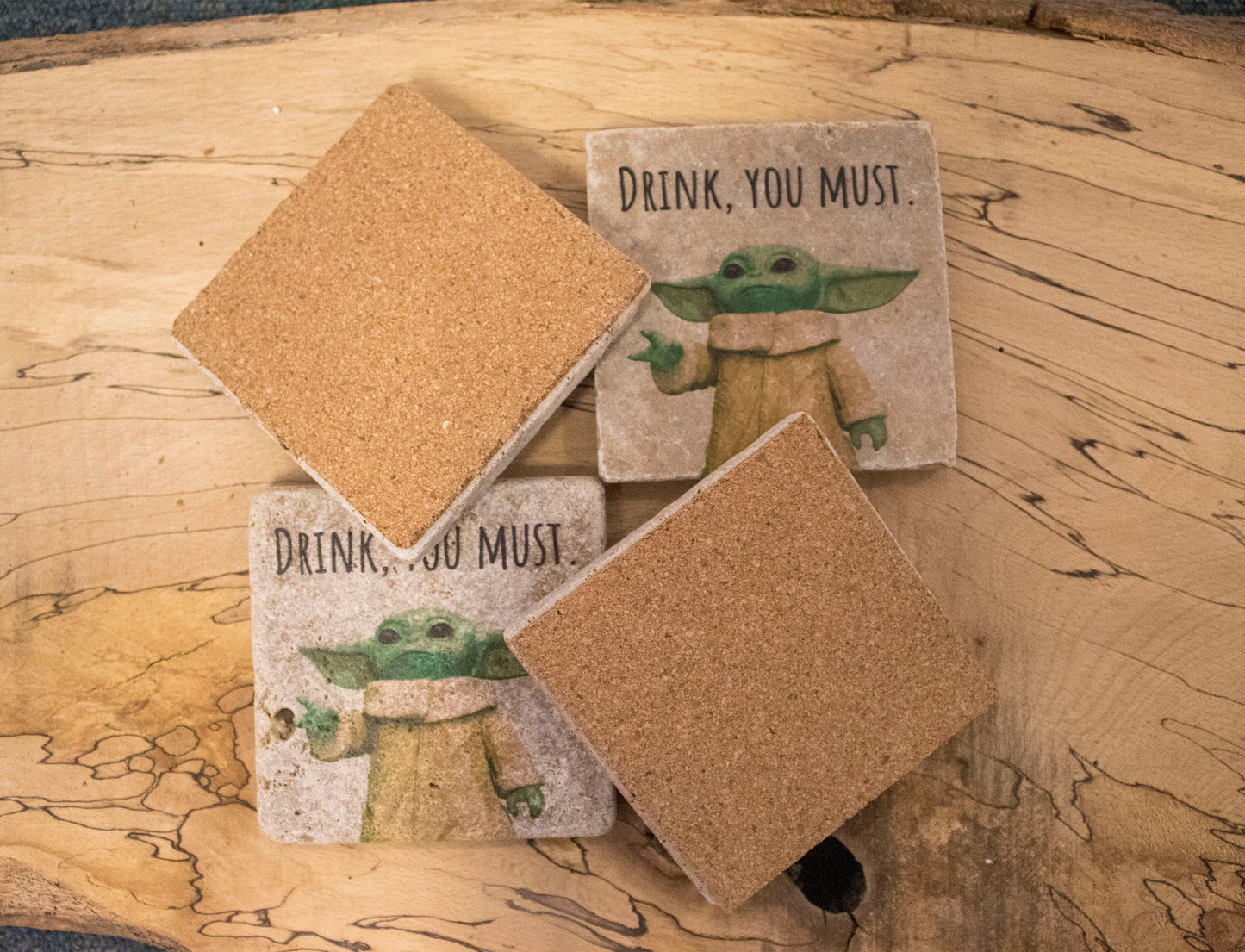 Stone Coasters: Baby Yoda Collection (Set Of 4) | Drink Coasters