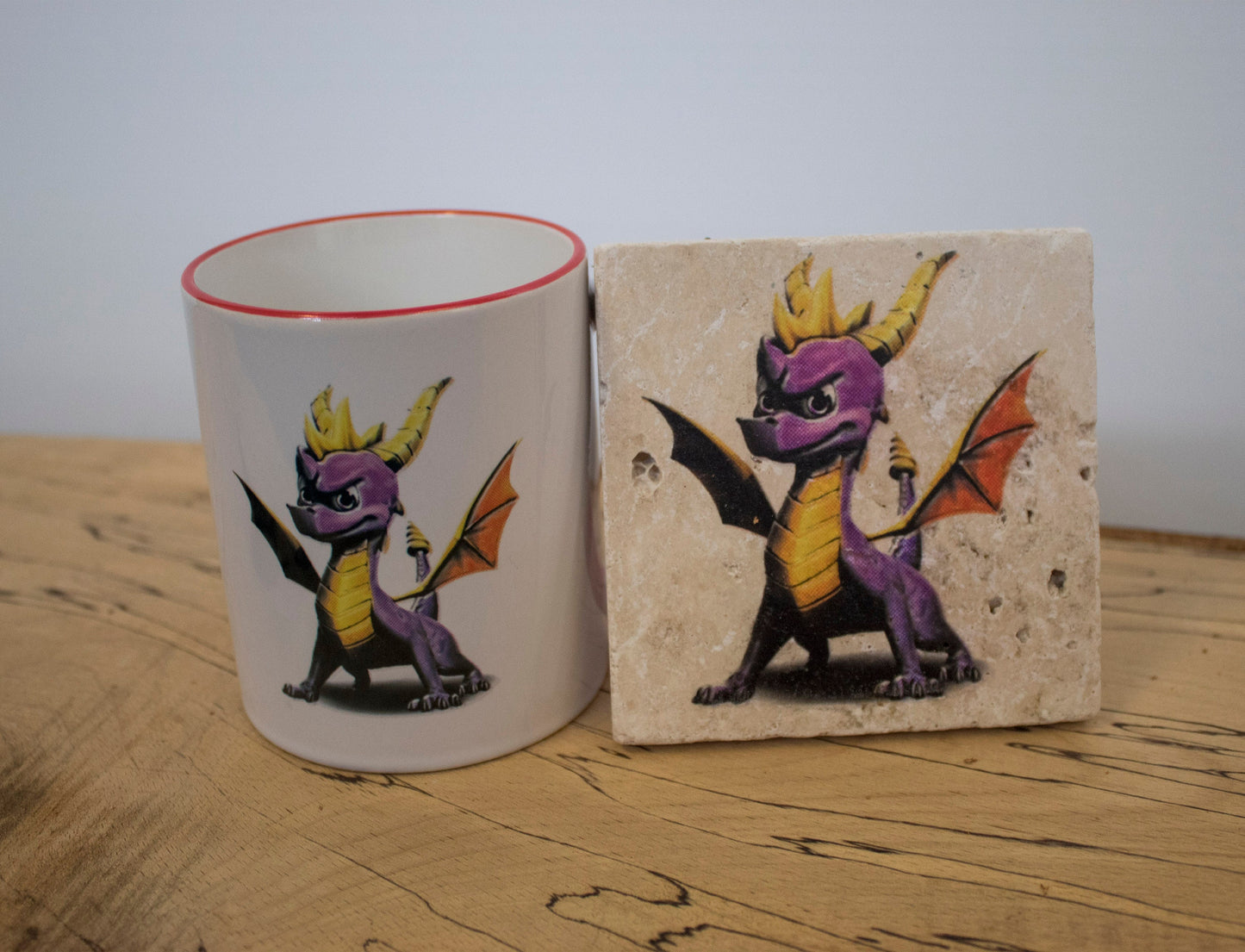 Stone Coasters & Mug Set: Spyro The Dragon | Retro Gaming Gift