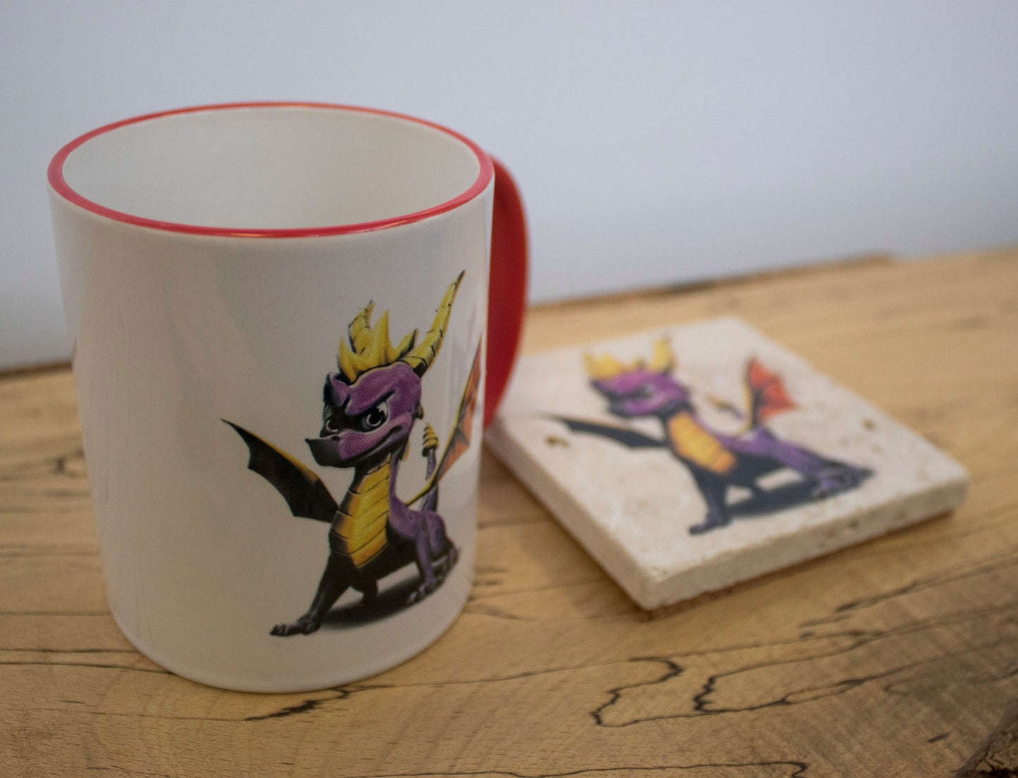 Stone Coasters & Mug Set: Spyro The Dragon | Retro Gaming Gift