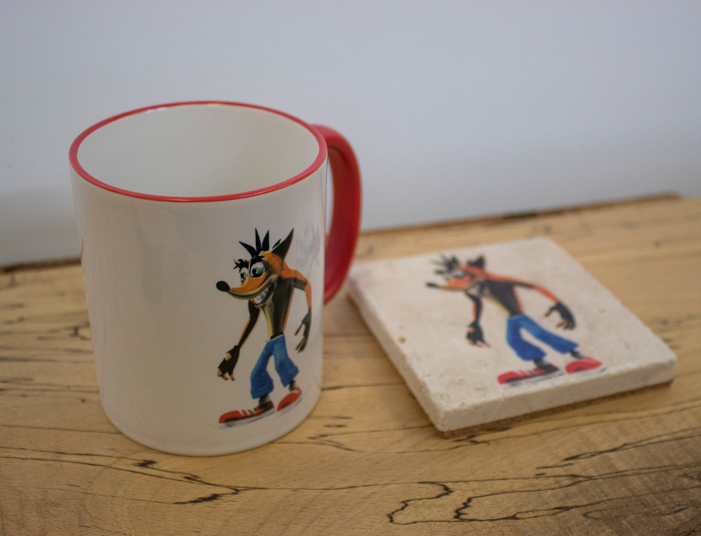 Stone Coasters & Mug Set: Crash Bandicoot | Retro Gaming Gift