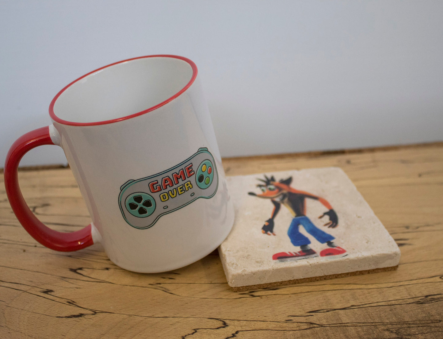 Stone Coasters & Mug Set: Crash Bandicoot | Retro Gaming Gift