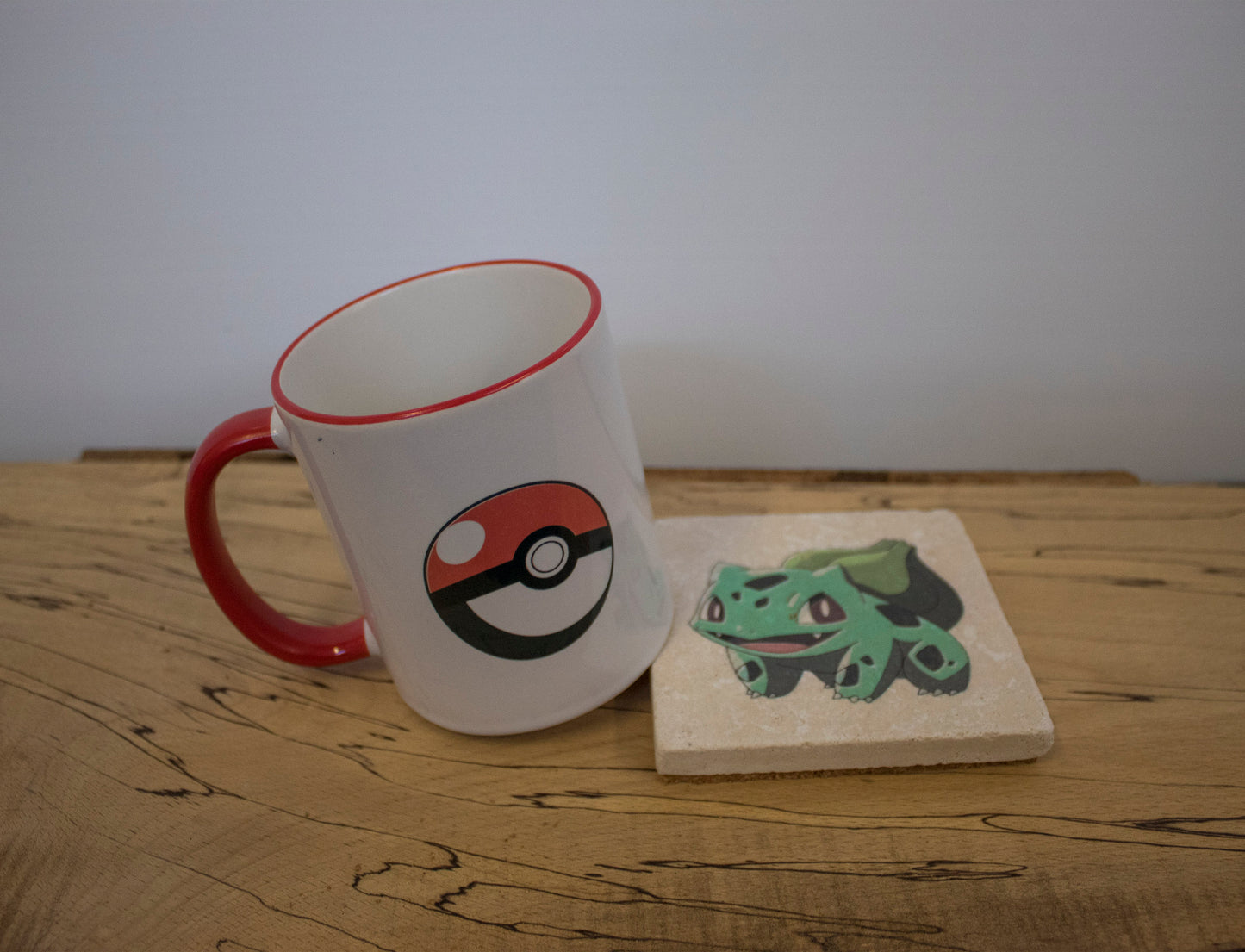 Stone Coasters & Mug Set: Bulbasaur Pokemon | Retro Gaming Gift