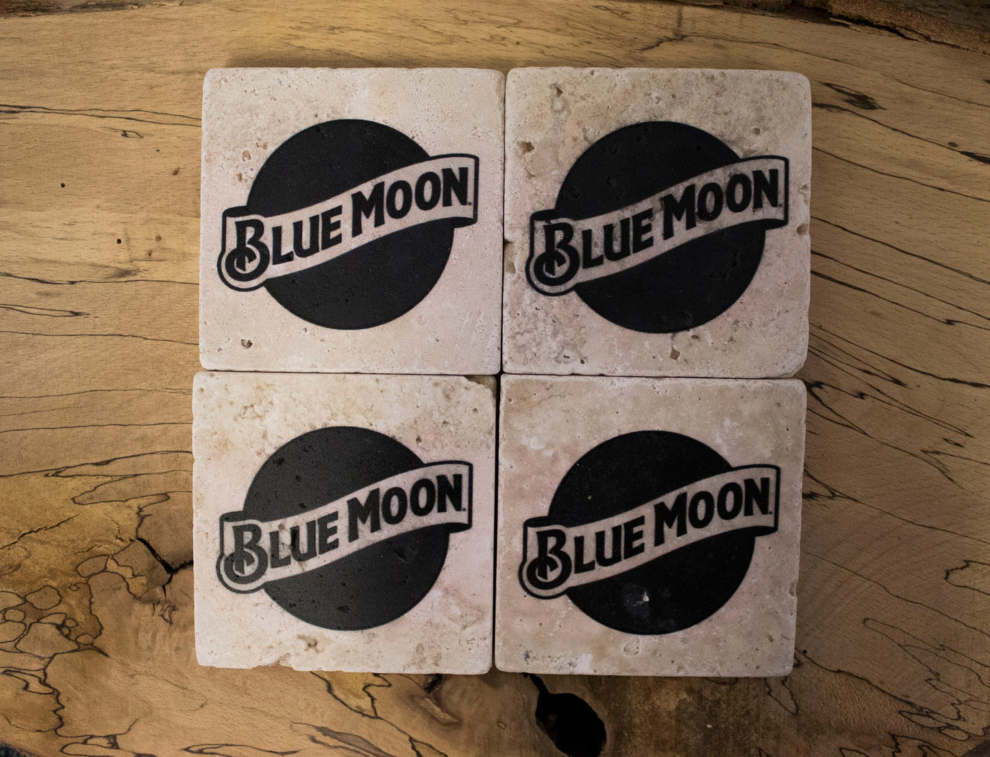Stone Coasters: Blue Moon Beer Collection (Set Of 4) | Drink Coasters