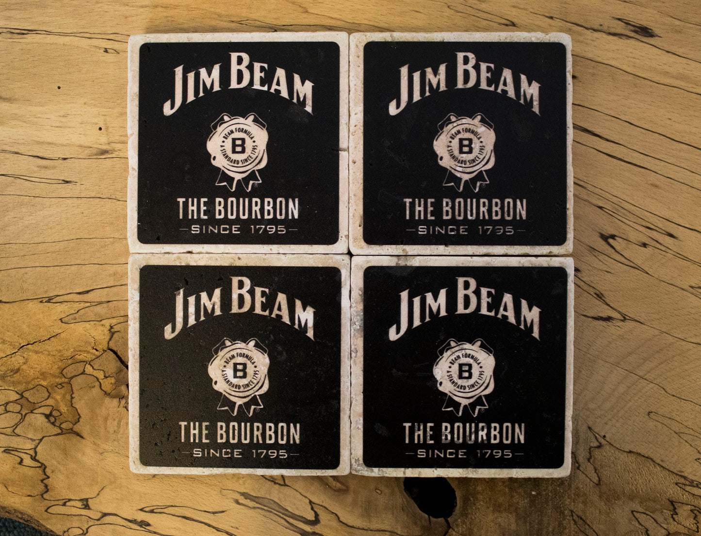 Stone Coasters: Jim Beam Whiskey Collection (Set Of 4)