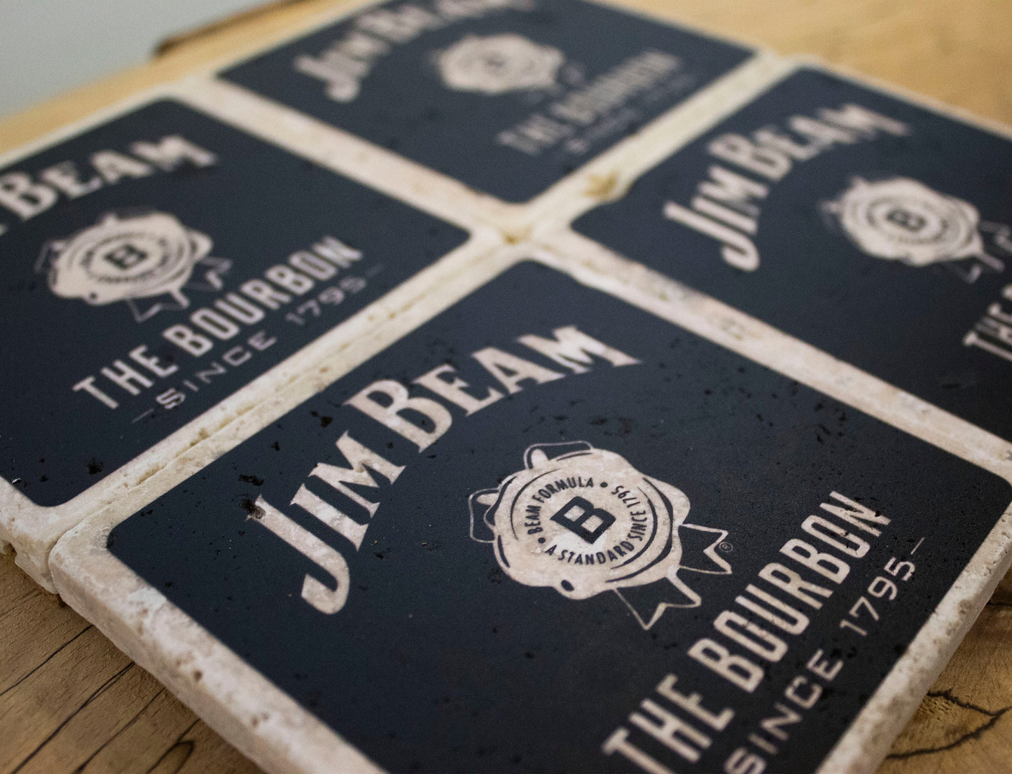 Stone Coasters: Jim Beam Whiskey Collection (Set Of 4)