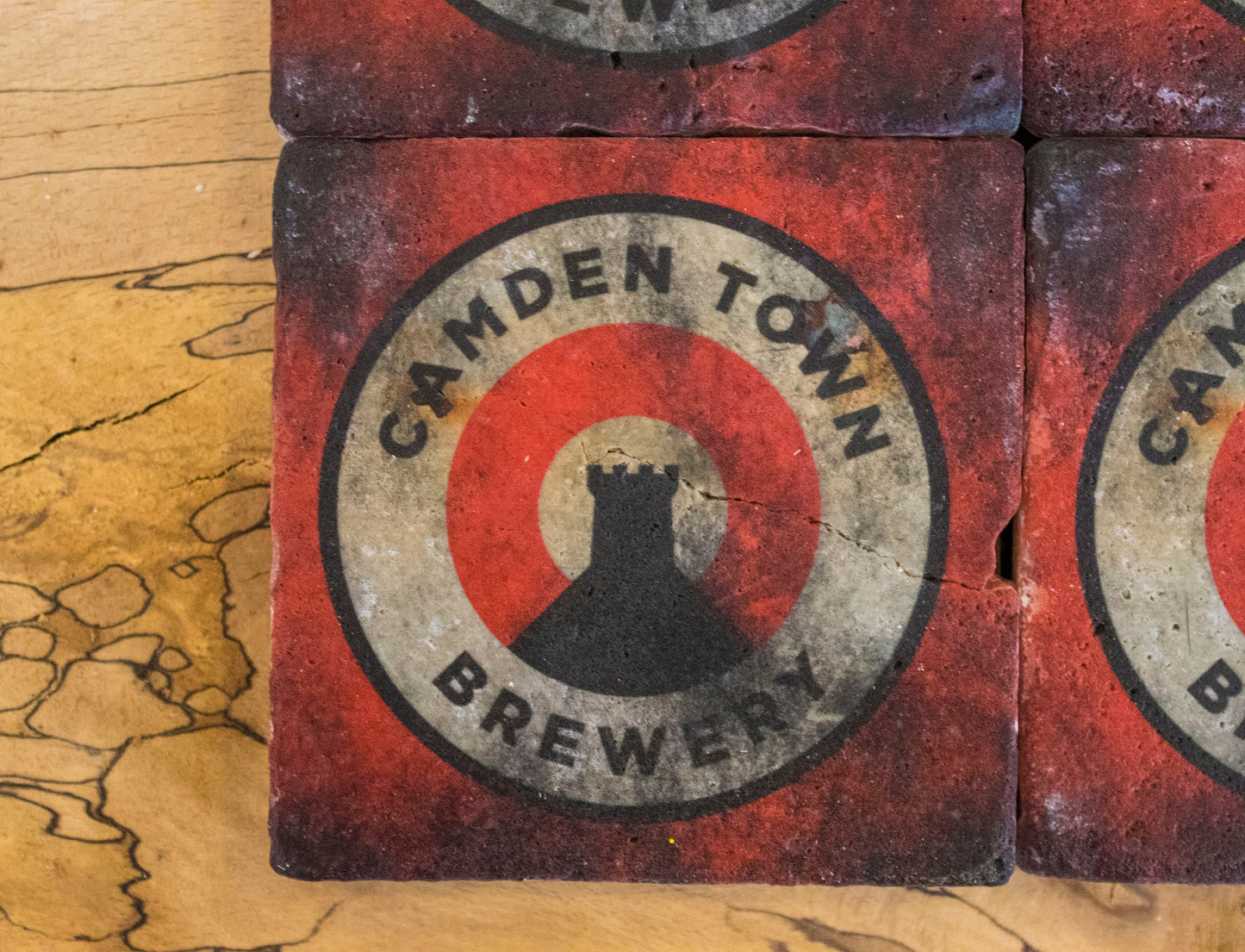 Printed Stone Coasters | Camden Town Brewery (Set Of 4) | Drink Coasters | Natural Coasters