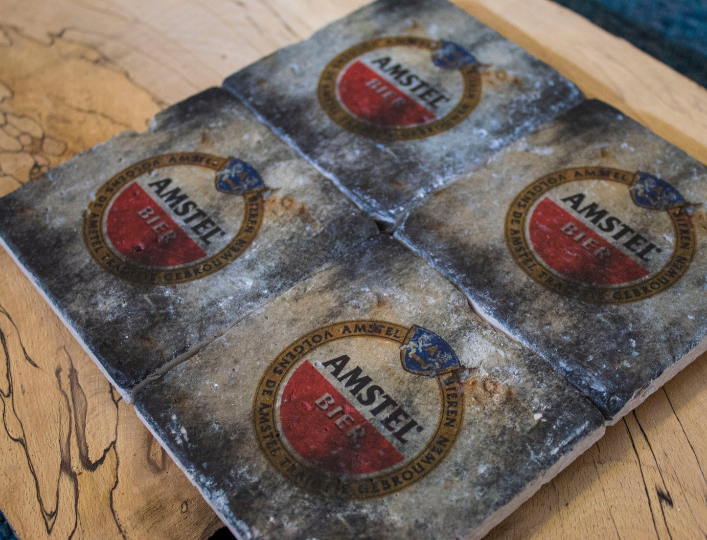 Printed Stone Coasters | Amstel (Set Of 4) | Drink Coasters | Natural Coasters