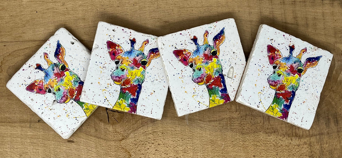 Stone Coasters: Giraffe - Artwork by Katie Goddard (Set of 4)