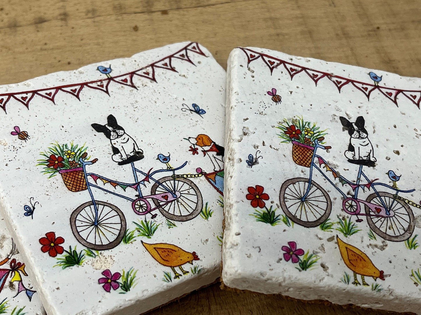 Stone Coasters: French Bulldog - Artwork by Katie Goddard (Set of 4)