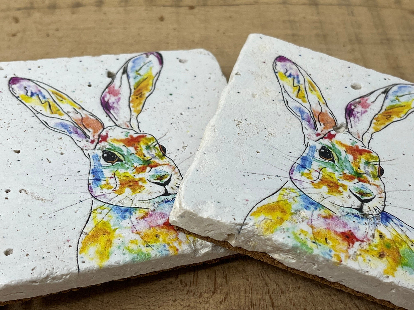 Stone Coasters: Hare - Artwork by Katie Goddard (Set of 4)