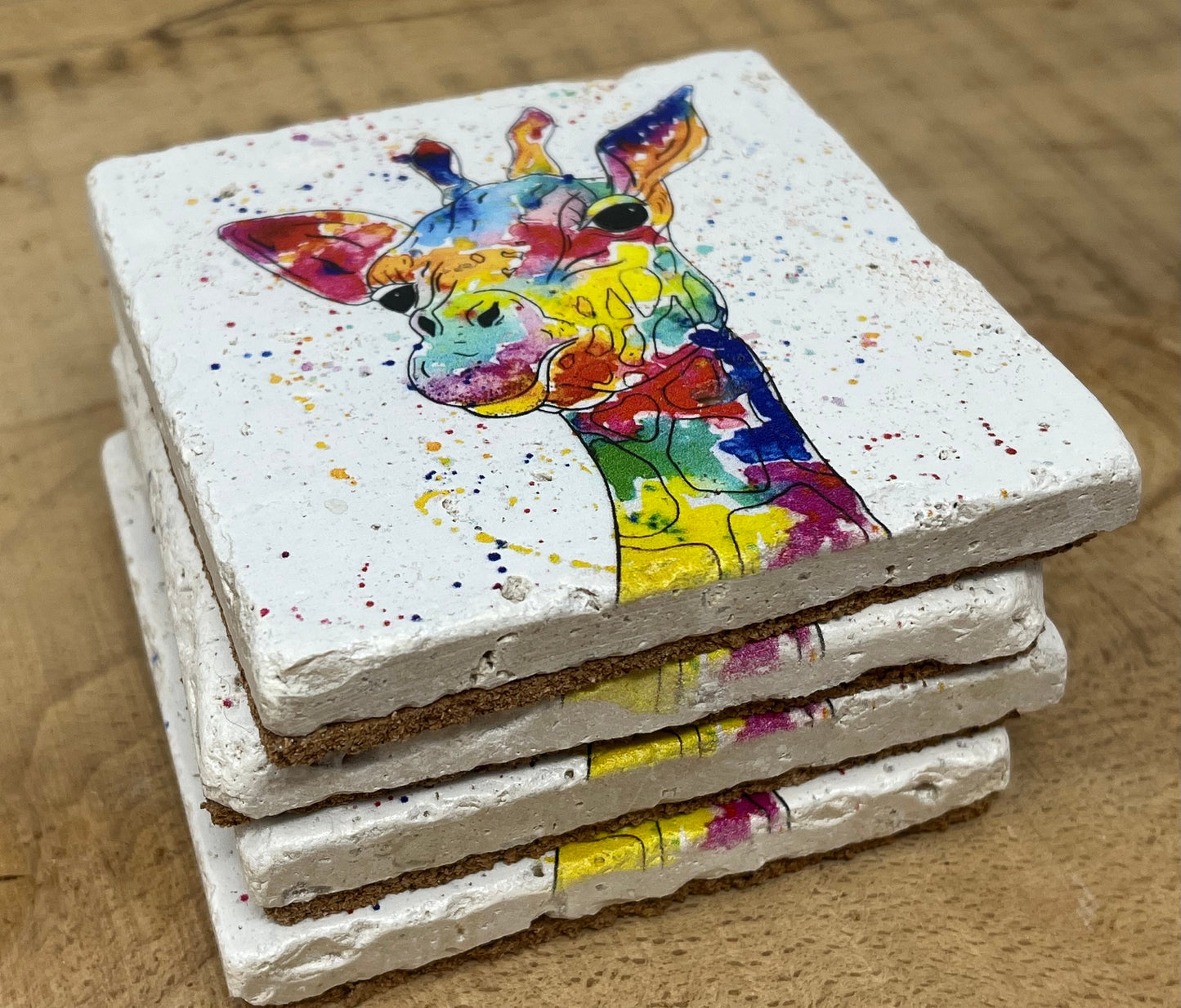 Stone Coasters: Giraffe - Artwork by Katie Goddard (Set of 4)