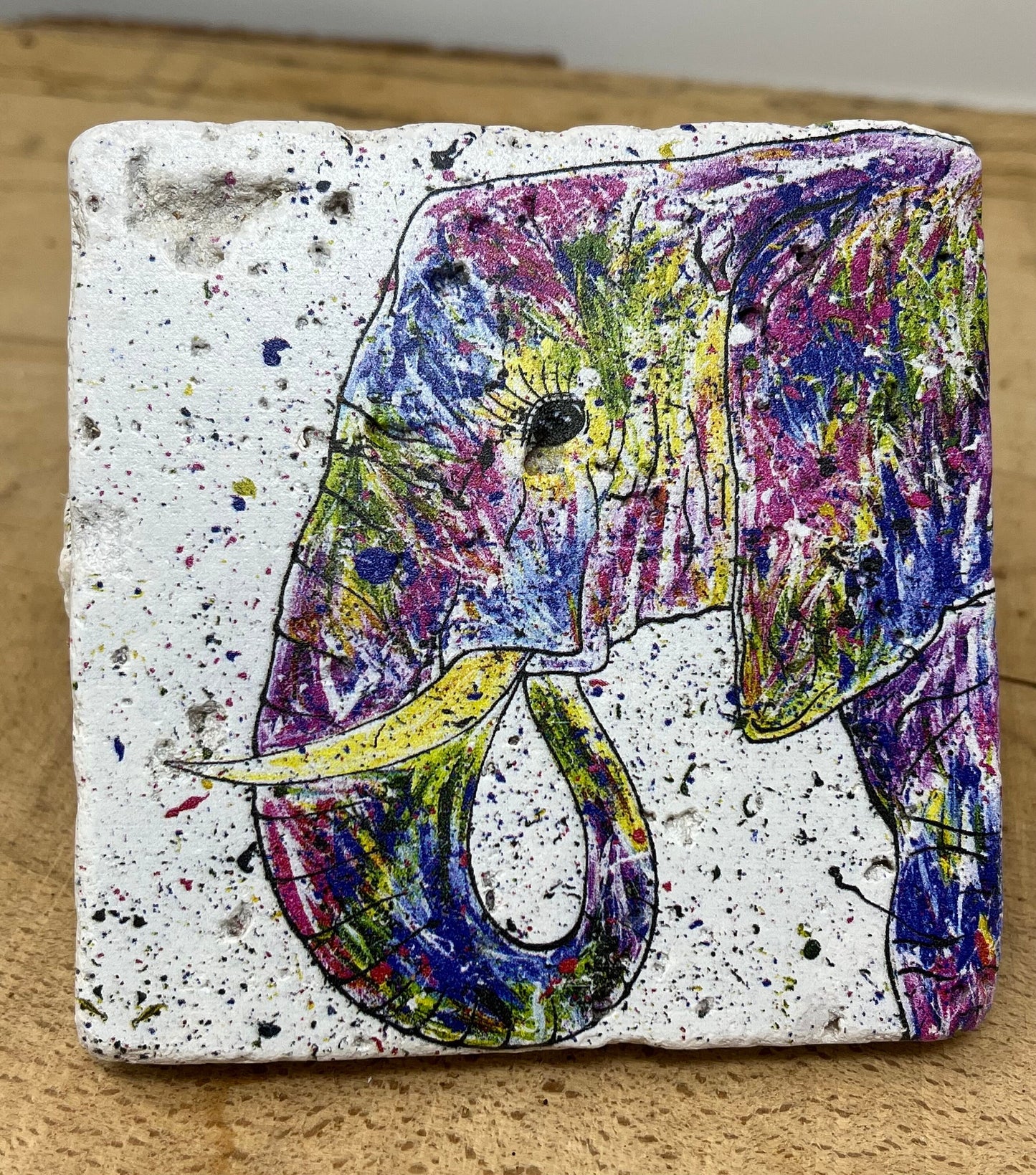 Stone Coasters: Elephant - Artwork by Katie Goddard (Set of 4)