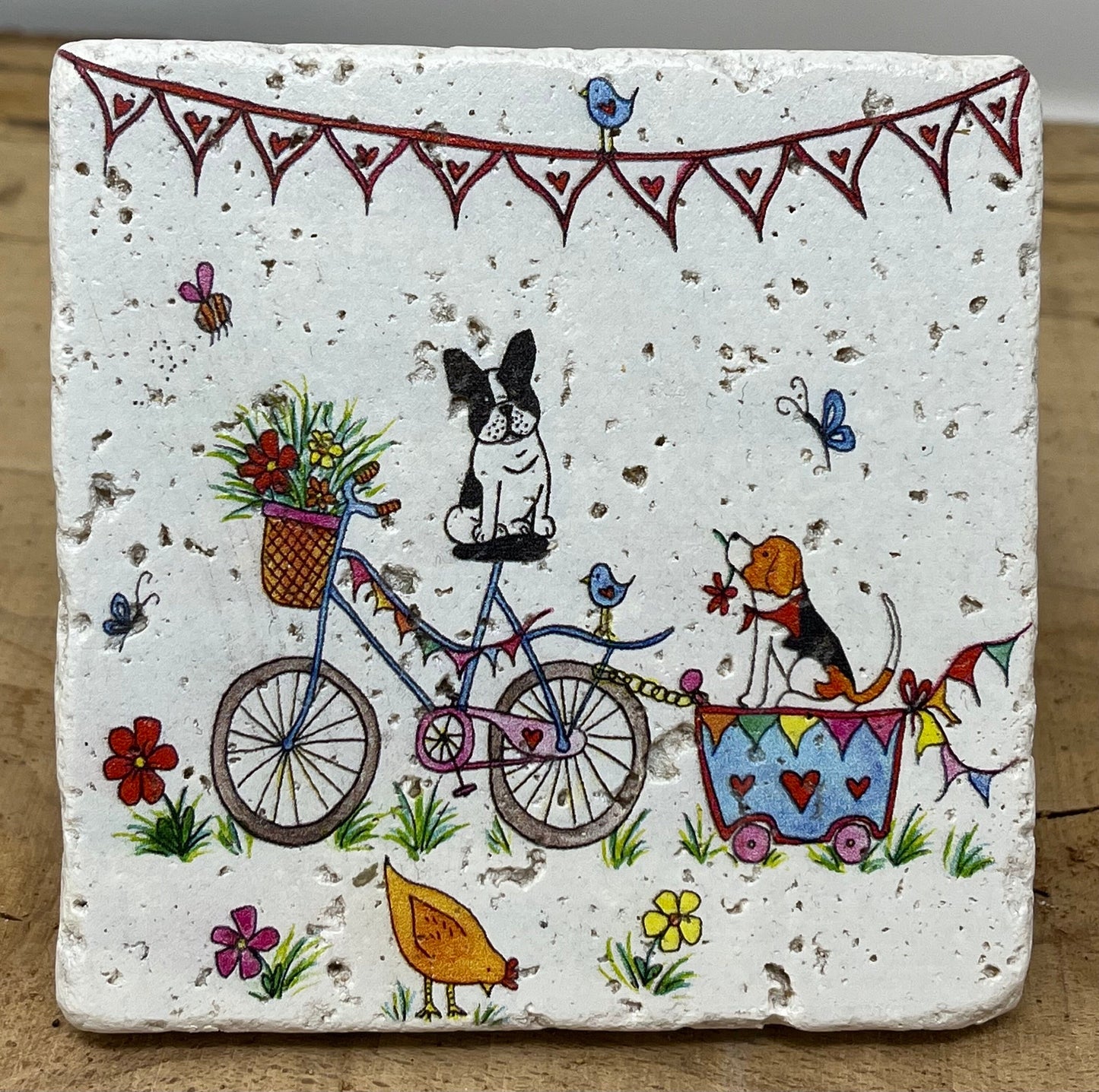Stone Coasters: French Bulldog - Artwork by Katie Goddard (Set of 4)