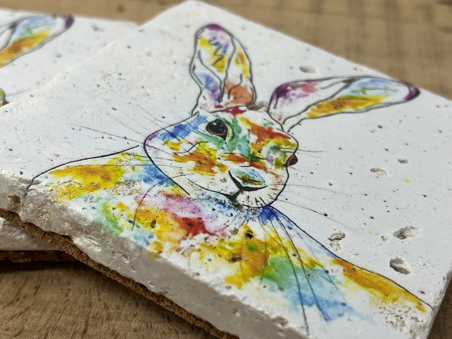 Stone Coasters: Hare - Artwork by Katie Goddard (Set of 4)