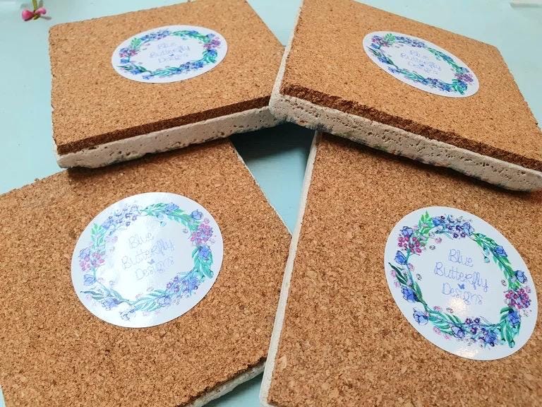 Stone Coasters: Rainbow Bumblebee - Artwork by Katie Goddard (Set of 4)