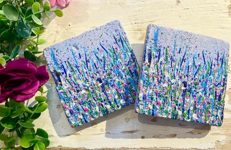 Stone Coasters: Sweetpea - Artwork by Katie Goddard (Set of 4)