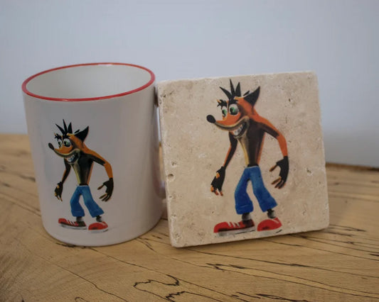 Crash Bandicoot Stone Coasters & Mug Set