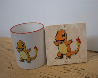 Charmander Pokemon Stone Coasters & Mug Set