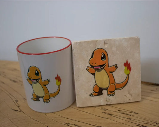 Charmander Pokemon Stone Coasters & Mug Set