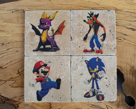 Retro Gaming Collection Stone Coasters (Set Of 4)