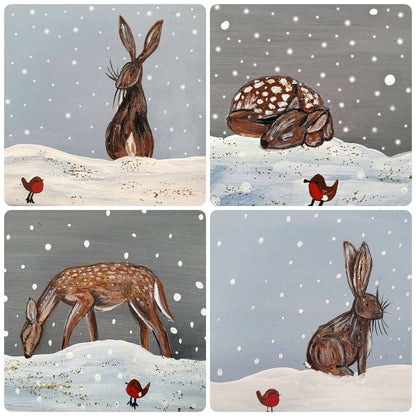 Christmas Love Stone Coaster Set | Artwork by Katie Goddard