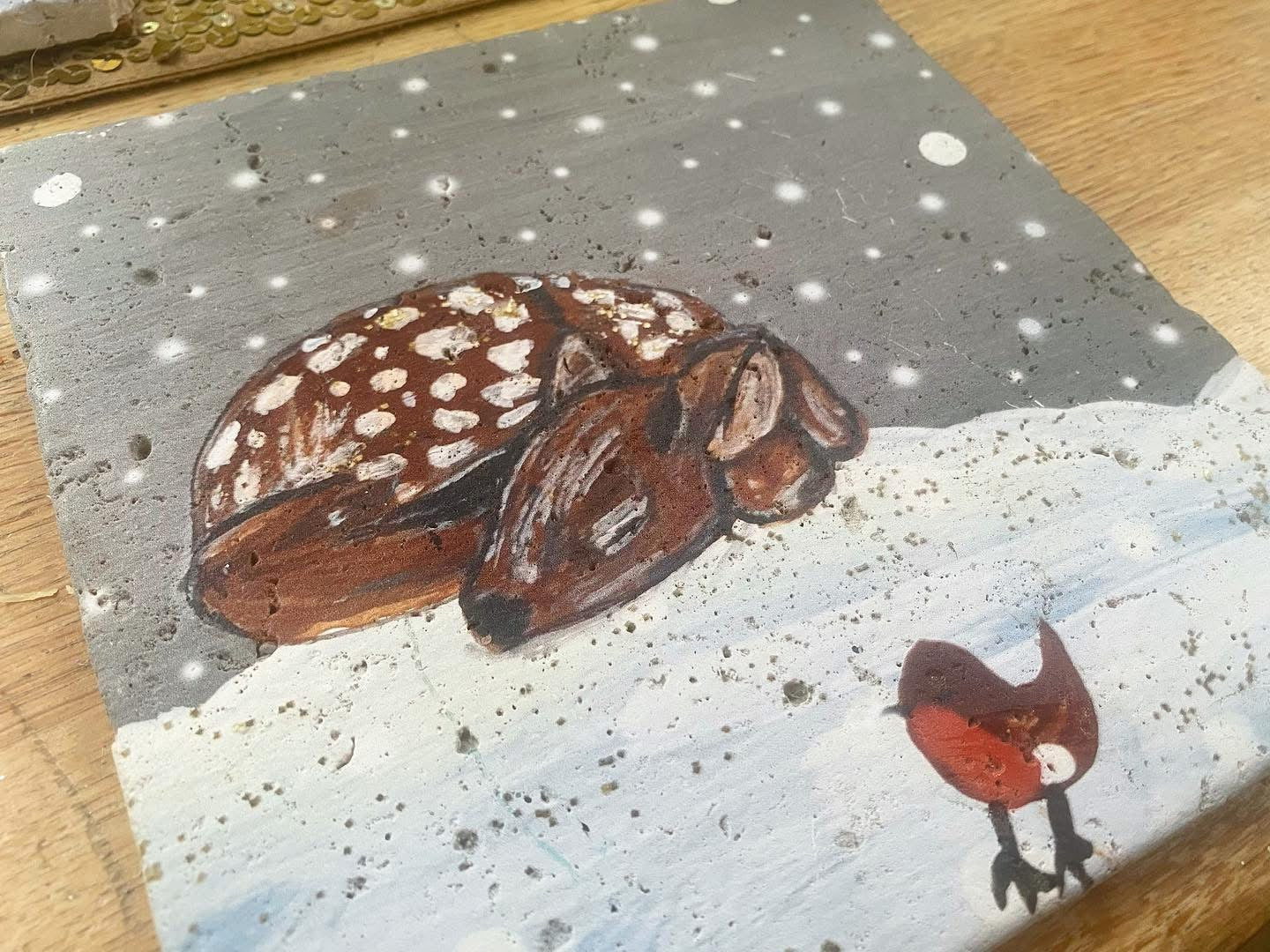 Christmas Love Stone Coaster Set | Artwork by Katie Goddard