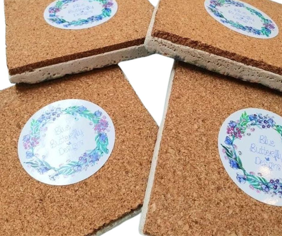 Santa Sleigh Christmas Stone Coasters | Artwork by Katie Goddard.