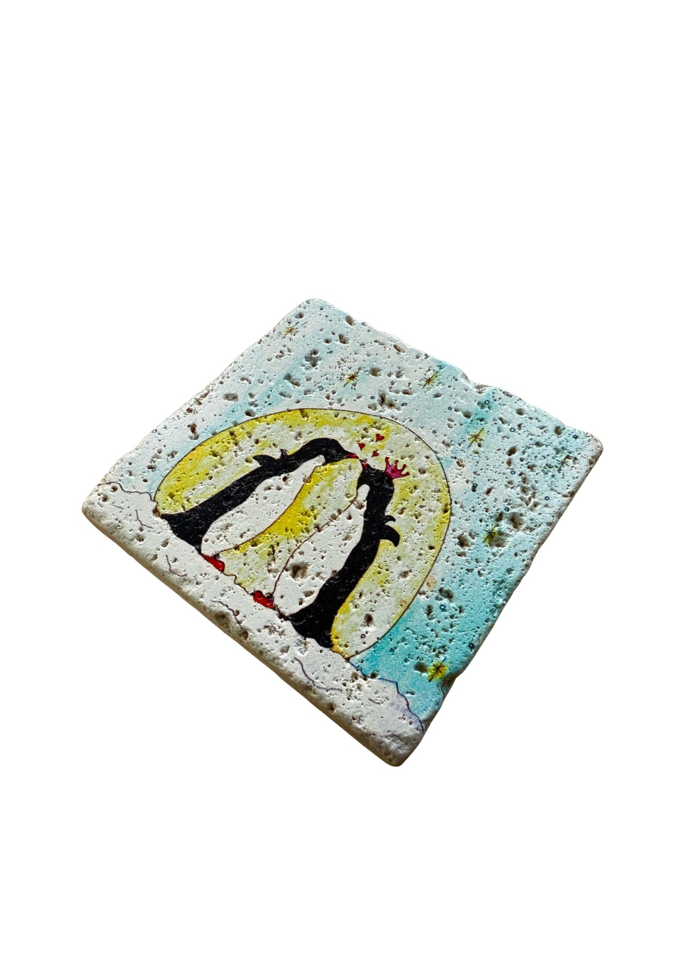 Christmas Penguins Stone Coasters | Artwork by Katie Goddard.
