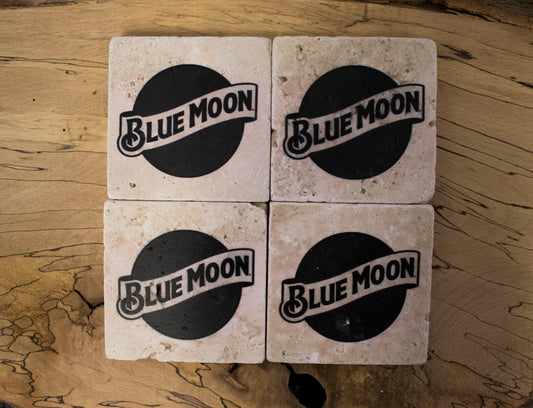 Blue Moon Beer Collection Stone Coasters (Set Of 4)