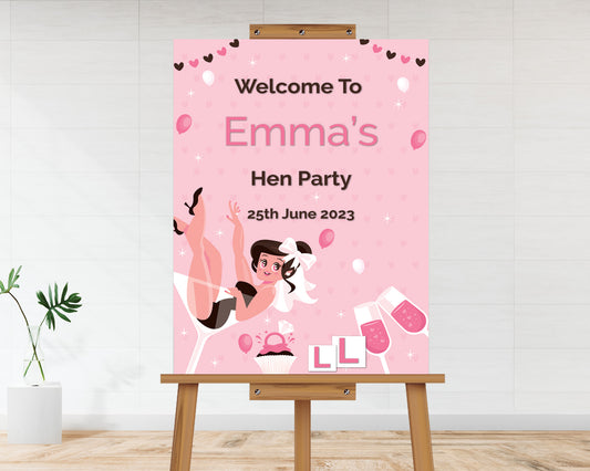 Pink Party Hen Do Welcome Board