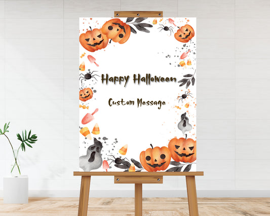 Pumpkins and Ghost Happy Halloween  Welcome Board