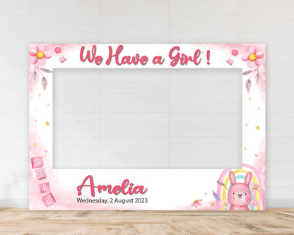 Rabbit and Flower We have a Girl Landscape or Portrait Selfie Frame