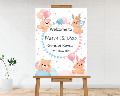 Cute Rabbits Gender Reveal  Welcome Board