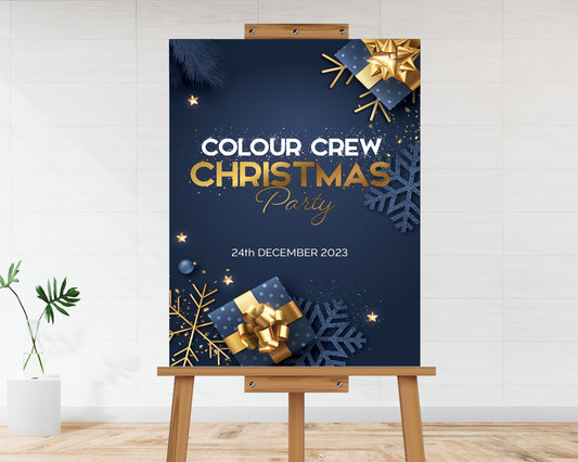 Realistic Presents Christmas Party Welcome Board