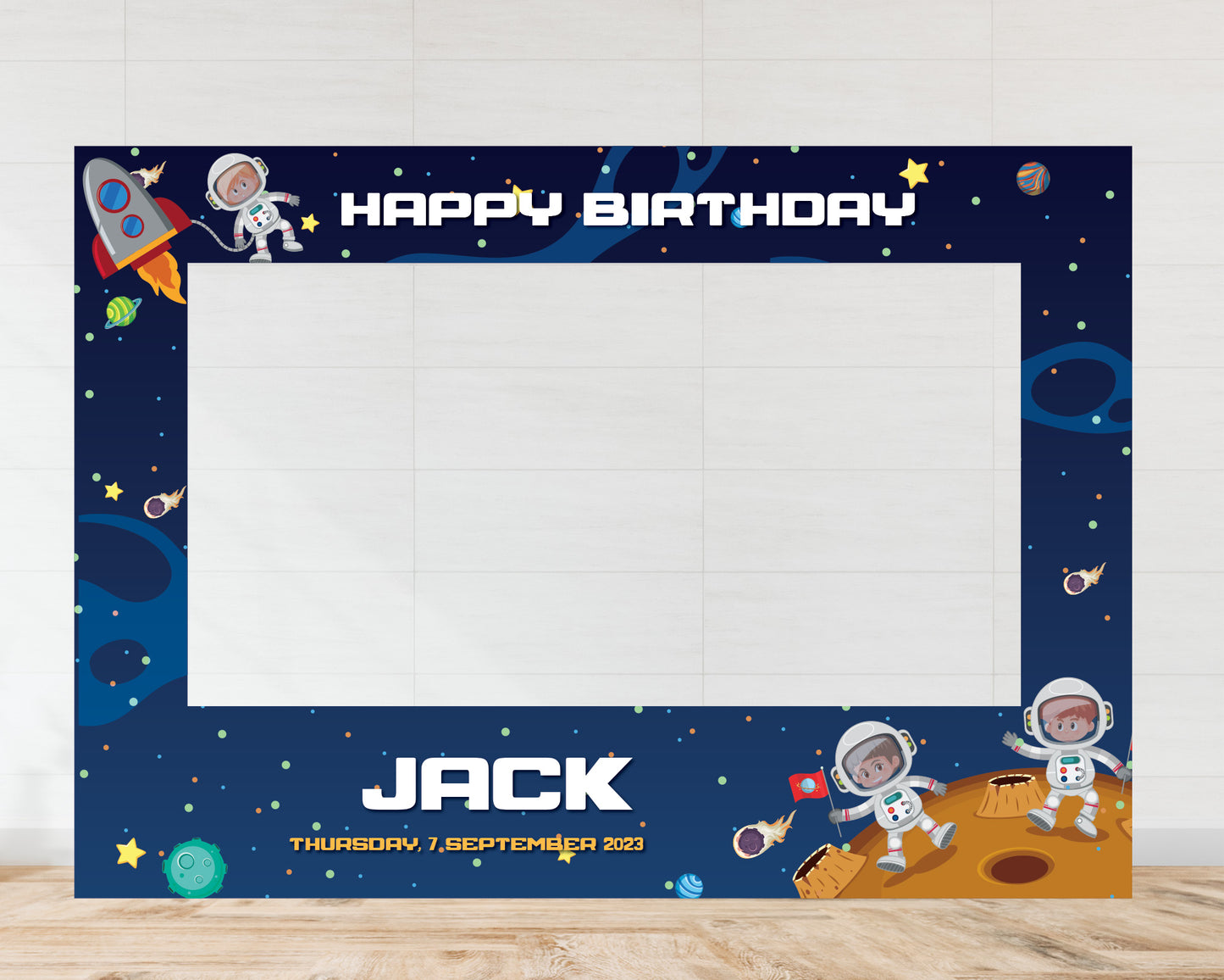 Space Happy Birthday  Landscape or Portrait Selfie Frame