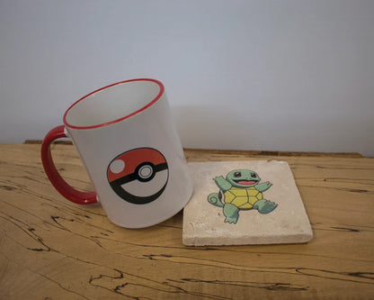Squirtle Pokemon Stone Coasters & Mug Set