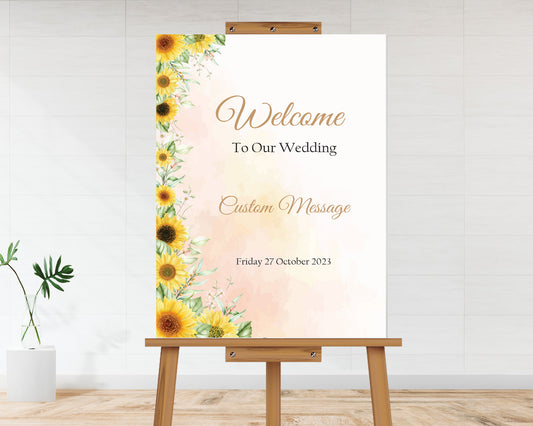 Sunflowers Flowers Wedding Welcome Board