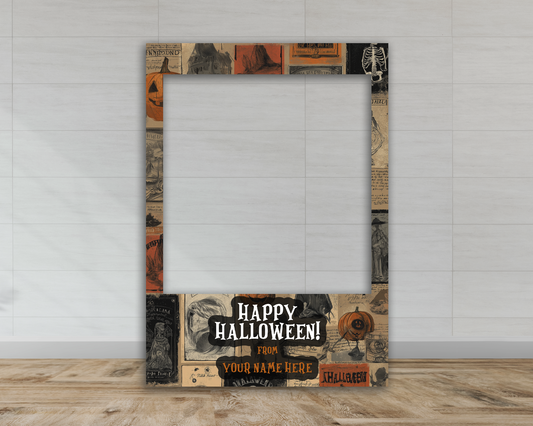 Halloween Selfie Frame - Vintage Haunted Drawings.