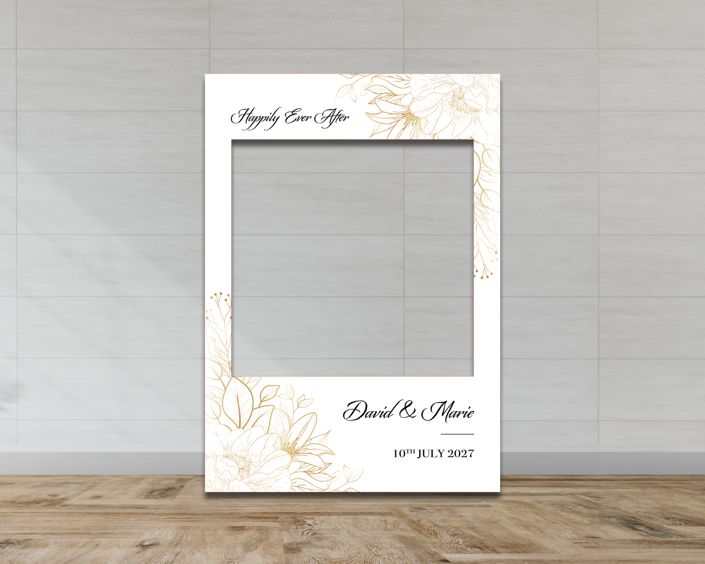 White & Gold Wedding Selfie Frame