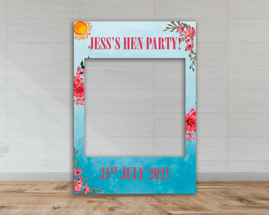 Hen Do Selfie Frame | Watercolour Sky & Flowers