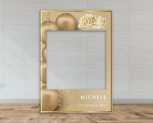 Birthday Selfie Frame | Gold Balloons