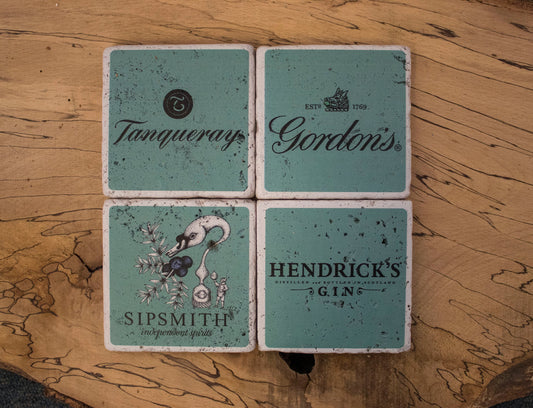 Stone Coasters: Green Gin Collection (Set Of 4) | Drink Coasters