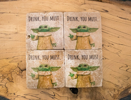 Stone Coasters: Baby Yoda Collection (Set Of 4) | Drink Coasters