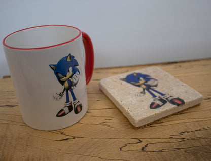 Stone Coasters & Mug Set: Sonic The Hedgehog | Retro Gaming Gift