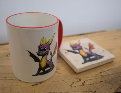 Stone Coasters & Mug Set: Spyro The Dragon | Retro Gaming Gift