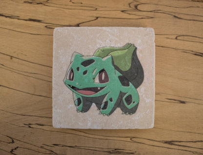 Stone Coasters & Mug Set: Bulbasaur Pokemon | Retro Gaming Gift