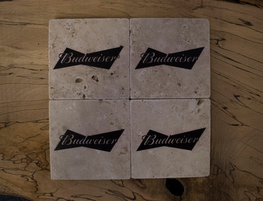 Stone Coasters: Budweiser Beer Collection (Set Of 4) | Drink Coasters